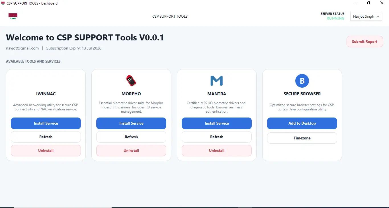 CSP Support Tools Dashboard Screenshot